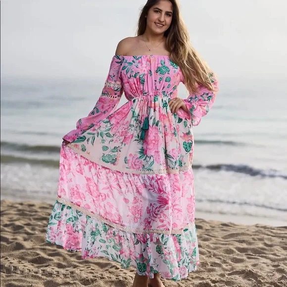 chinese dress ladies Floral Tiered Maxi Dress – Velvet Rodeo Boutique main image 1
